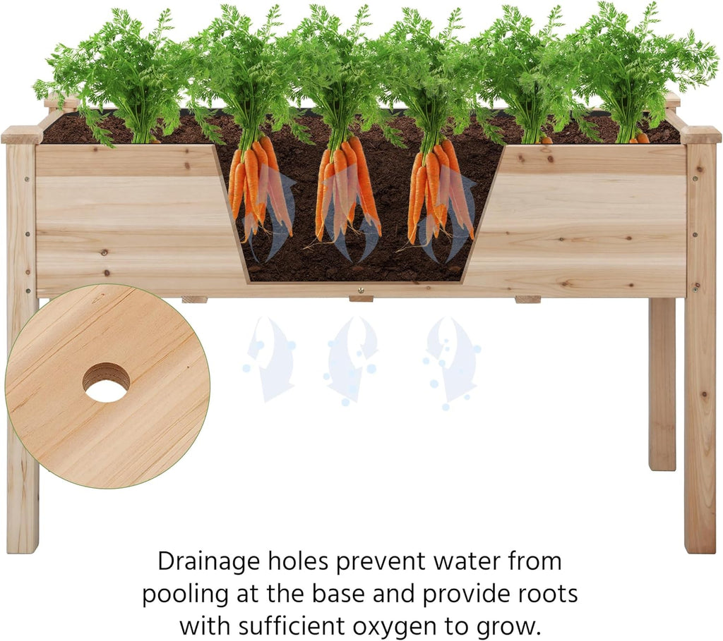 Raised Garden Bed 1Pcs Elevated Wood Planter Box Outdoor, Wood | Fir wood with black non-woven fabric liner offers
