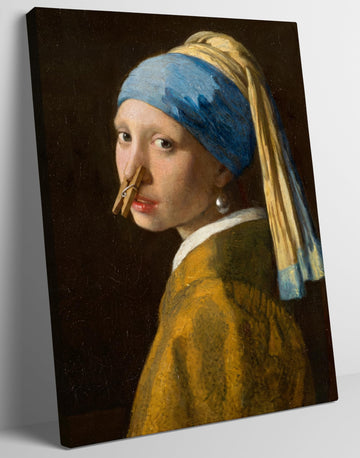 Funny Bathroom Wall Art The Girl with a Pearl Earring Pinching Her Nose Wall Decor Bad Smell Toilet Poster Humor Girl