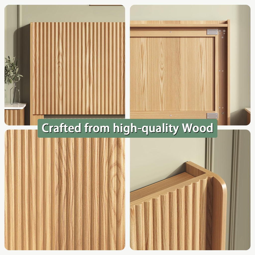 80.3'' Wood Headboard with Charging Stations, Modern Wall Mounted Headboards, Farmhouse Bed headboard Only