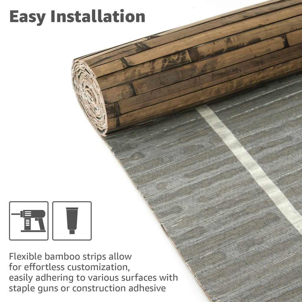 12 x 96 in Pole Wrap Natural Bamboo Wall Panel, 1-Pack, Dark Burned