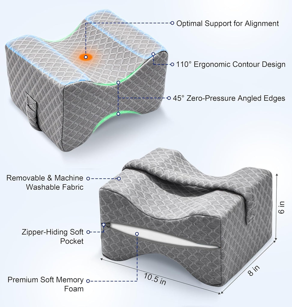 Knee Pillow for Side Sleepers, Leg Pillow for Sciatica, Back,HIPS,Knees,Joints Pain Relief,Pillows for Between Legs