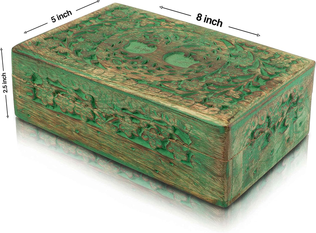 Handmade Wooden Jewelry & Keepsake Box, Decorative Storage Box, 8 x 5 Inch