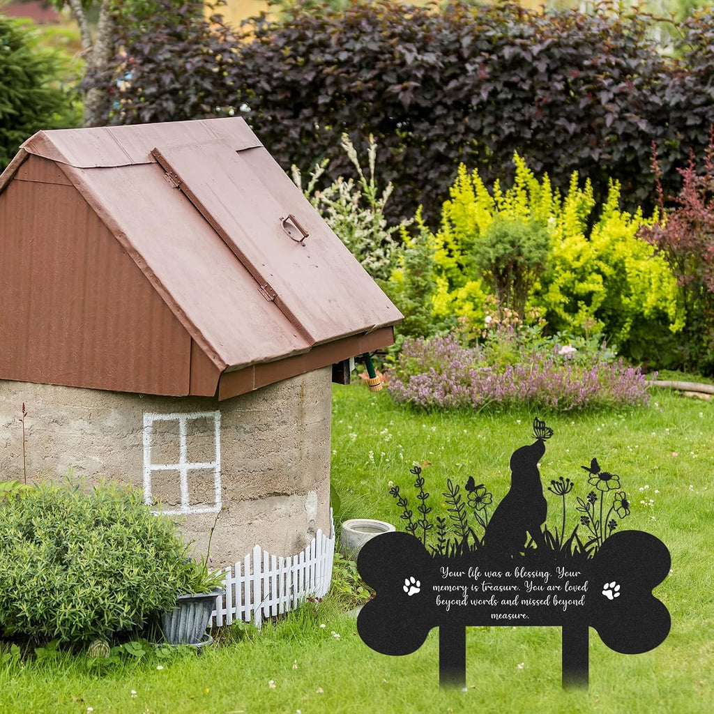 Pet Grave Markers for Dog, Metal Pet Memorial Garden Cemetery Decor