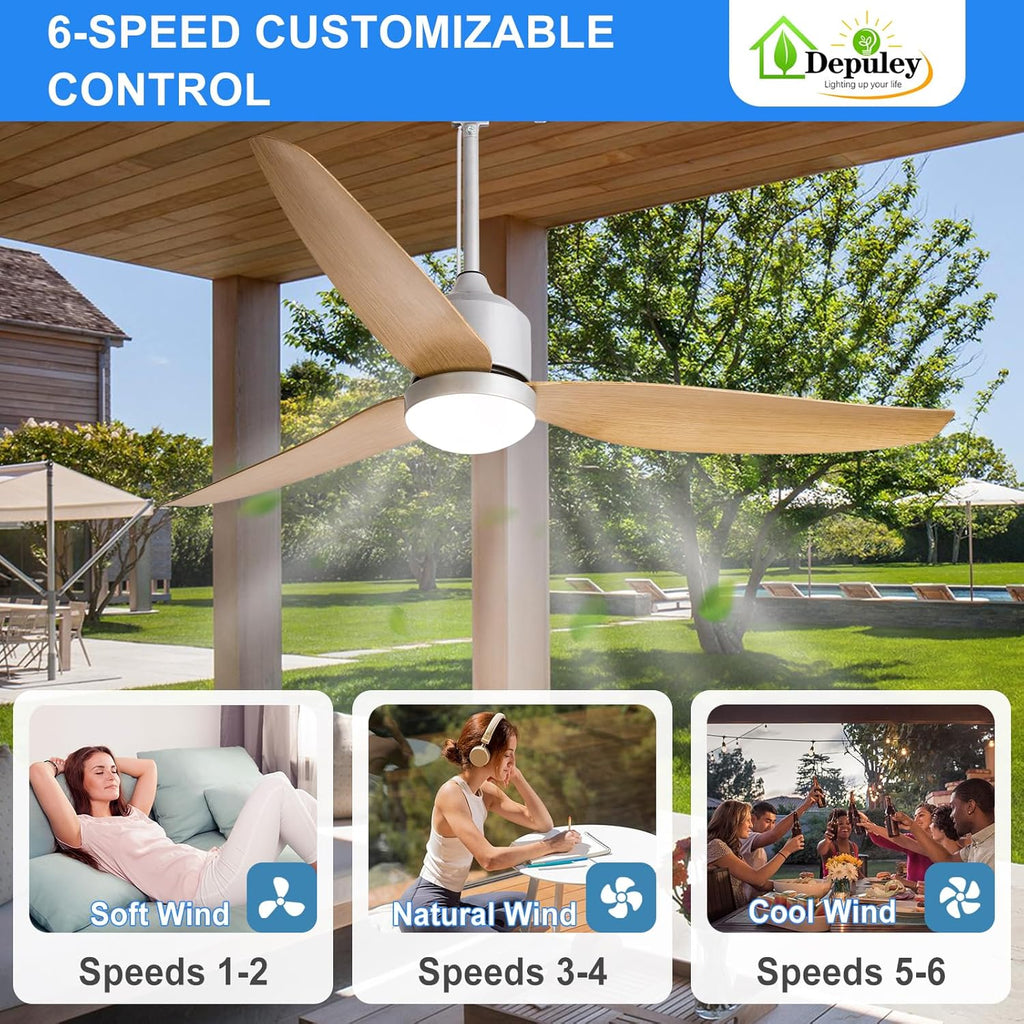 52 Inch Nickel Waterproof Gazebo Fans with Lights Outdoor Hanging - Plug in Remote App Control for Patio Indoor Farmhouse Porch - 6 Speed Reversible DC Motor A101-B0F4NPVQK4