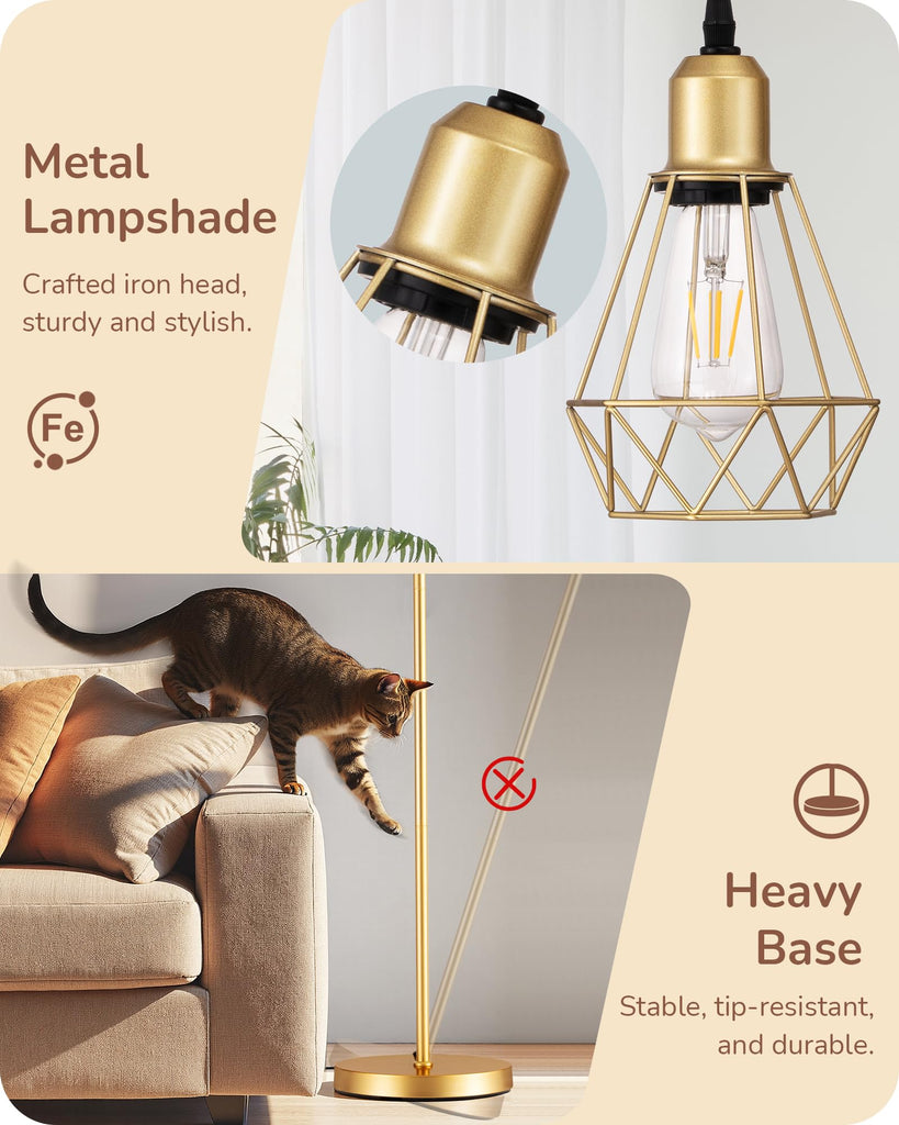 70" Dimmable Farmhouse Floor Lamp, Gold