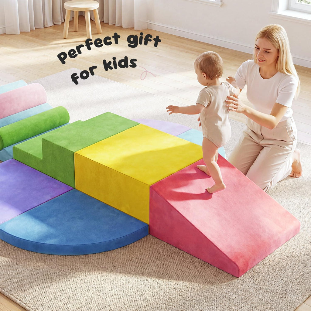 Piece Soft Foam Climbing Blocks Soft Play Set for Toddlers 1-3