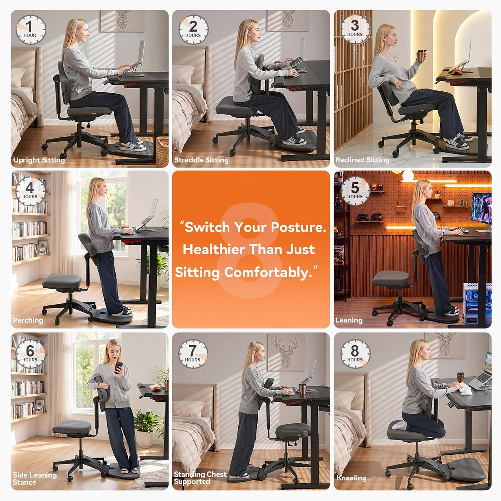 Standing Desk Chair, Standing Mate Chair for Sit-Stand, Ergonomic Leaning Perch Chair with Anti-Fatigue Mat, Standing