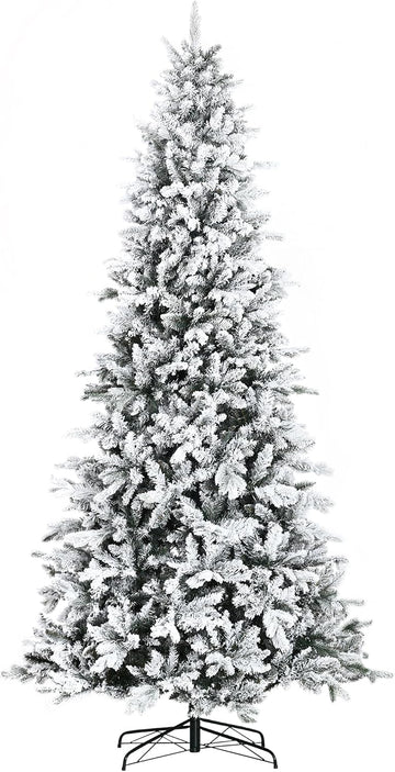9 Foot Pine Snow Flocked Artificial Christmas Tree Auto Open Green