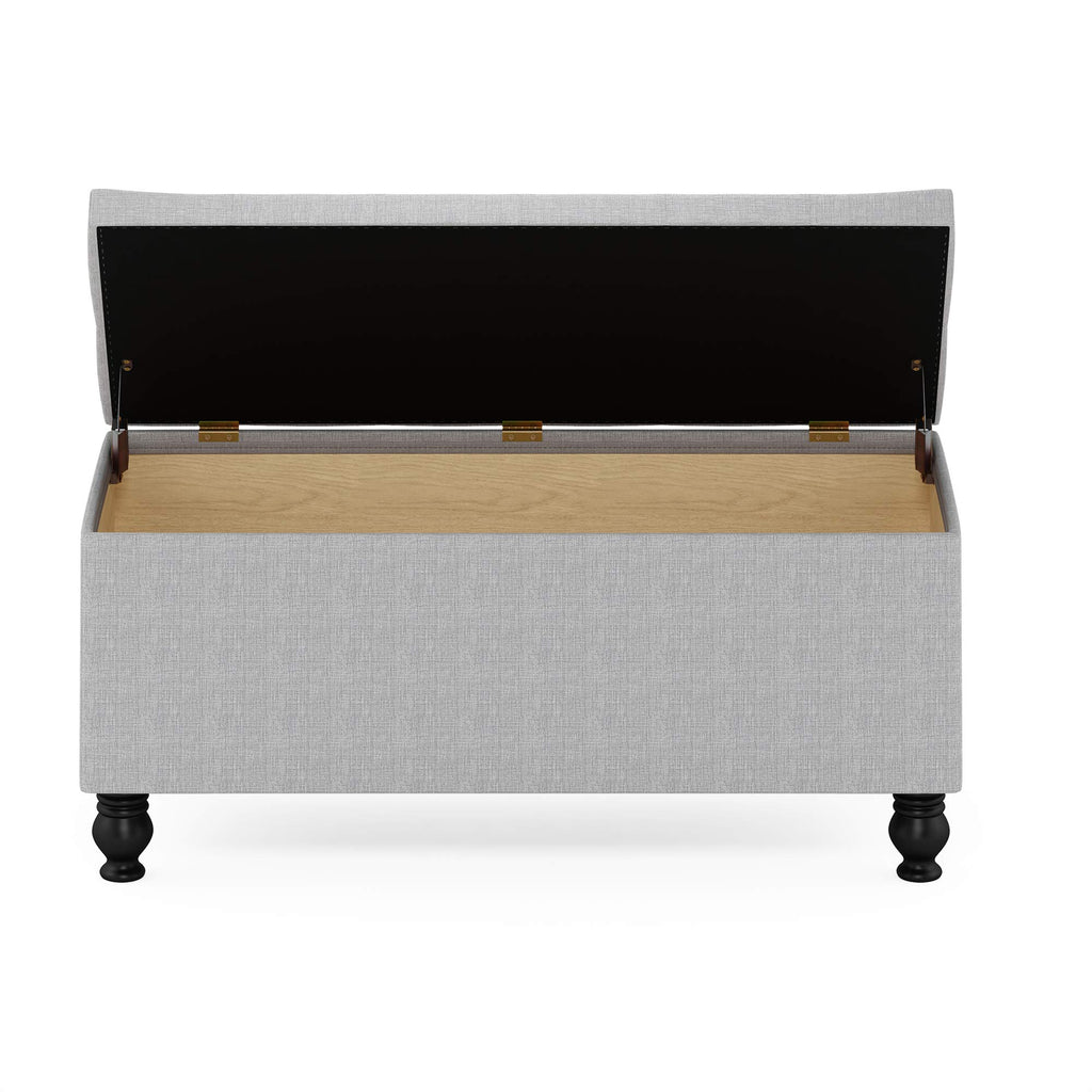 Laval Button Tufted Storage Ottoman Bench, Glacier