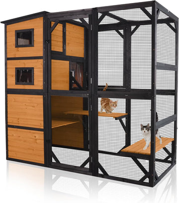 Extra Large Outdoor Catio Cat Enclosure Indestructible Cat House Weatherproof Feral Cat Shelter with Weatherproof