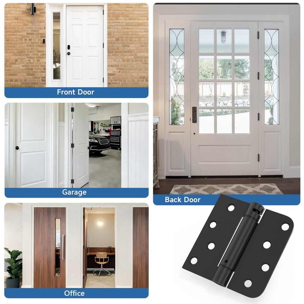 4 Inch Self Closing Door Hinges, Spring Hinges Self Closing Matte Black