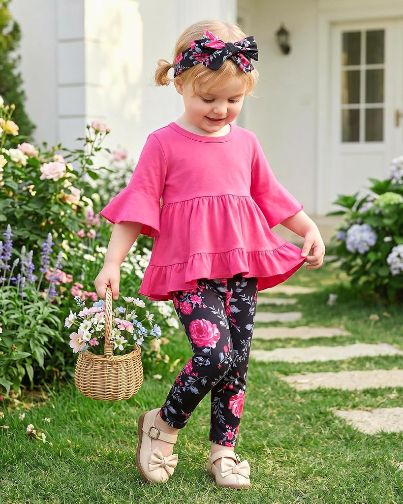 Baby Toddler Girl Clothes Ruffle Top Pants Outfit Set