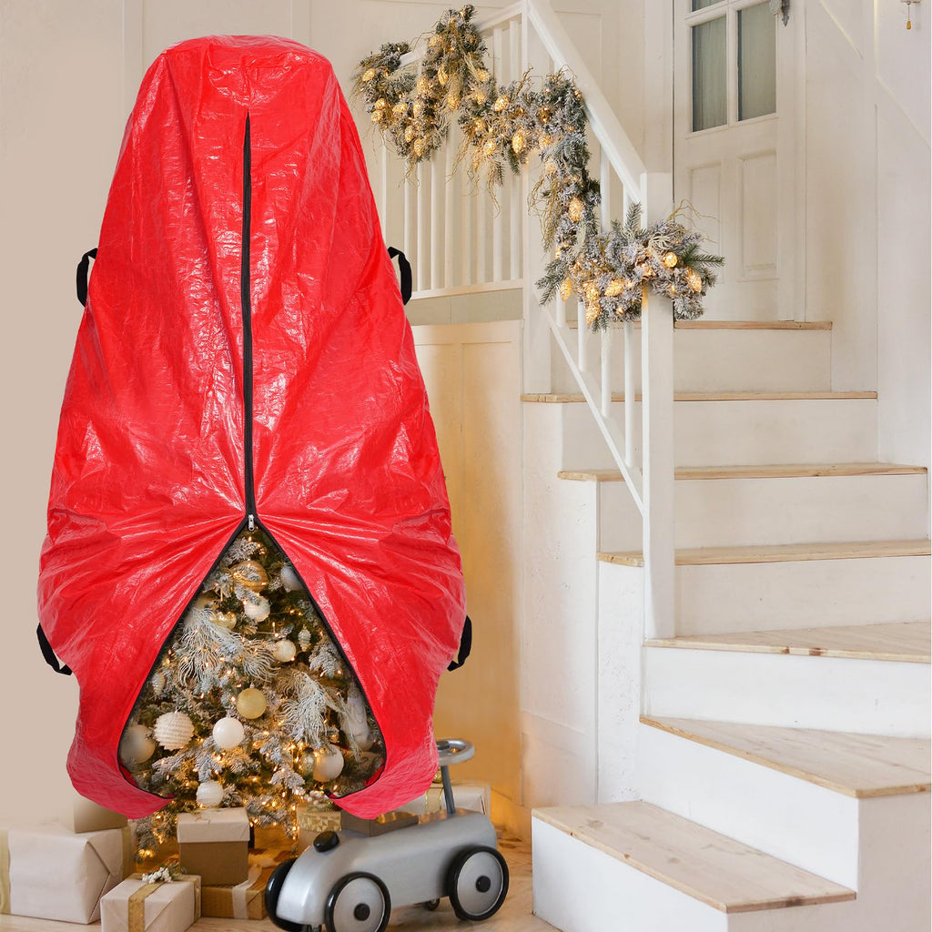 Upright Christmas Tree Storage Bag, 7.5 ft Tear Resistant PE Material Christmas Tree Bag with 4 Reinforced Handles