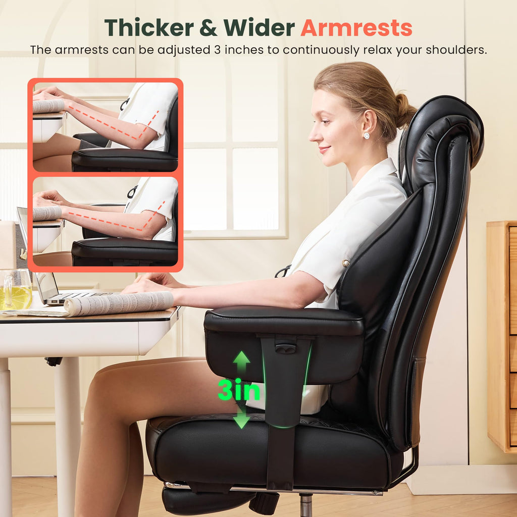 500lbs Big and Tall Office Chair Adjustable Lumbar Support, Extra Wide Seat Ergonomic Gaming Chair with Footrest
