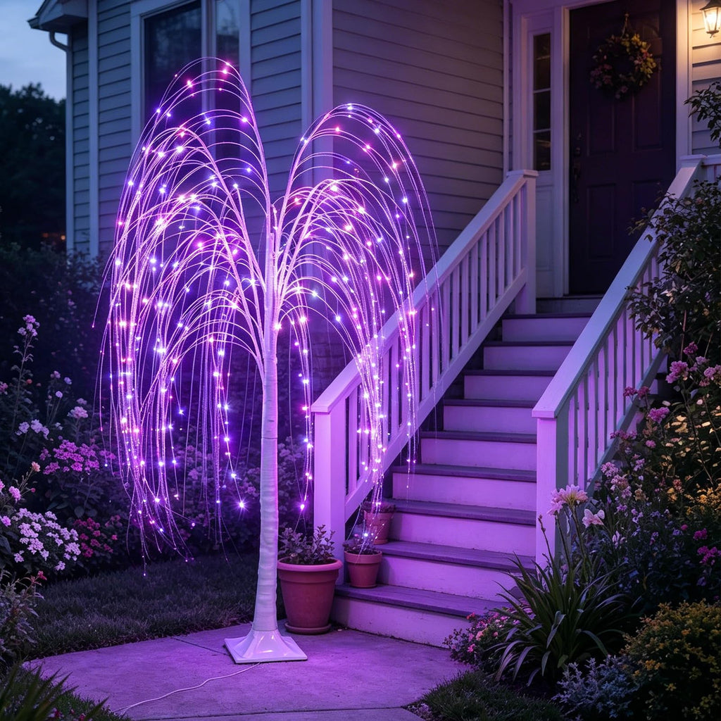 5FT Lighted Weeping Willow Tree, 216 LED Artificial Willow Tree, Multi