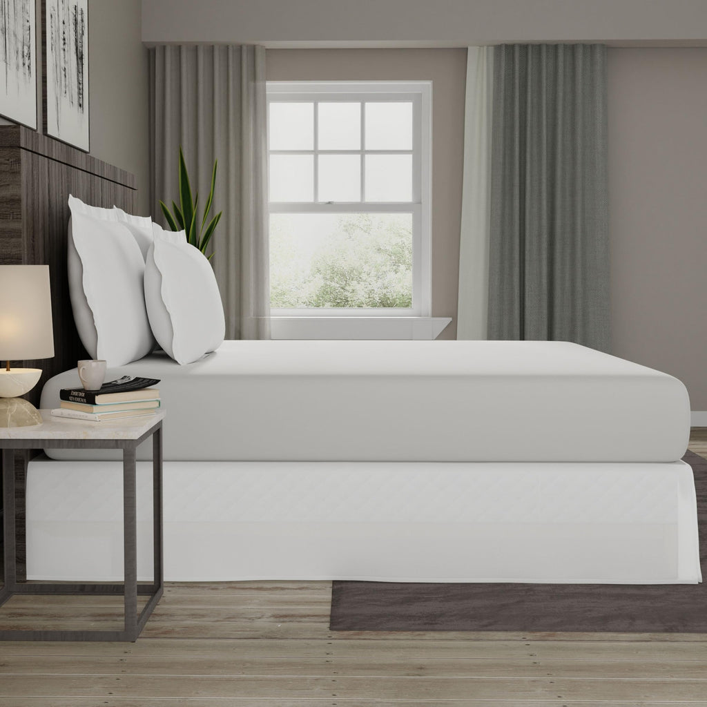 Classic Tailored, Microfiber, 14" Drop Length Bed Skirt Dust Ruffle, King, White