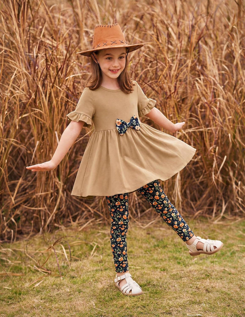 Girls Clothes 2 Piece Outfit Toddler Cute Ruffled Top Leggings Set