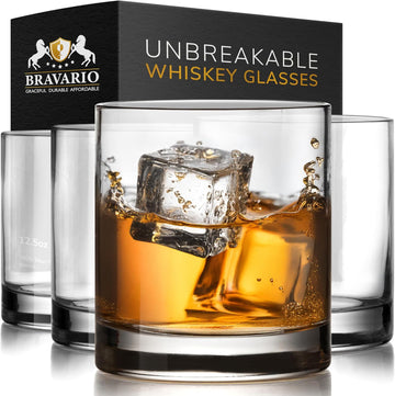 Unbreakable Whiskey Glasses, Plastic Rocks Glasses - 12.5 oz Clear Dishwasher Safe Tritan Old Fashioned Drinkware