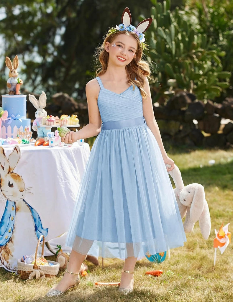 Flower Girl Dress Spaghetti Strap Tulle Long Formal Party Dresses
