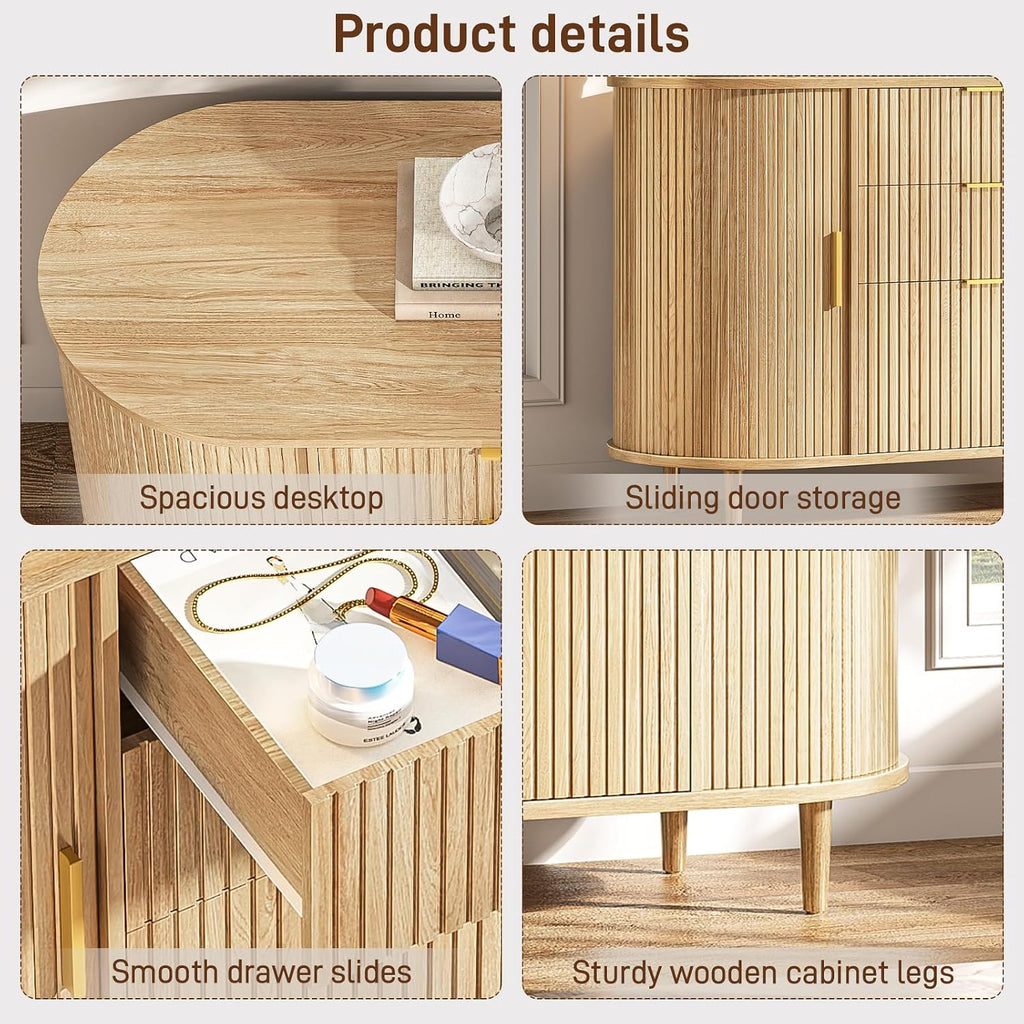 39.37" Lateral Wood Filing Cabinet, 3 Drawers File Cabinet, Oak.