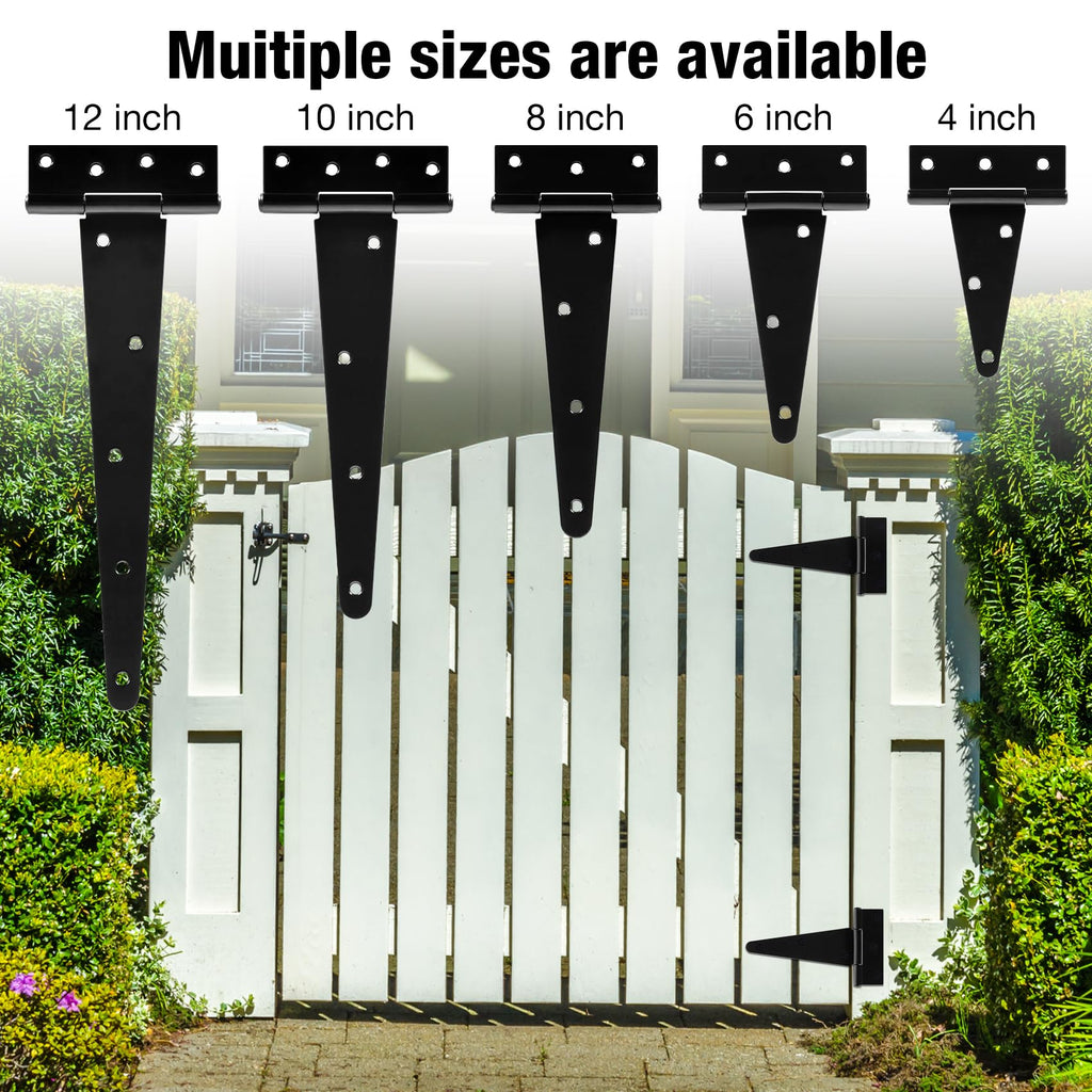 Matte Black T Gate Hinges for Wood Shed Barns 4 Pack 6 Inch 2.5mm