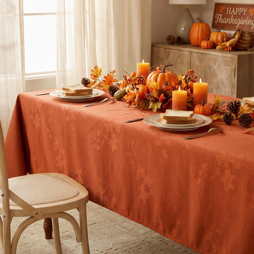 Fall Jacquard Rectangle Tablecloth 60 x 104 Inch Thanksgiving Decor