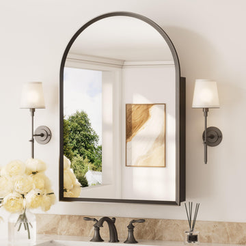 Arched Medicine Cabinet with Mirror 20"x30", Aluminum Metal Frame