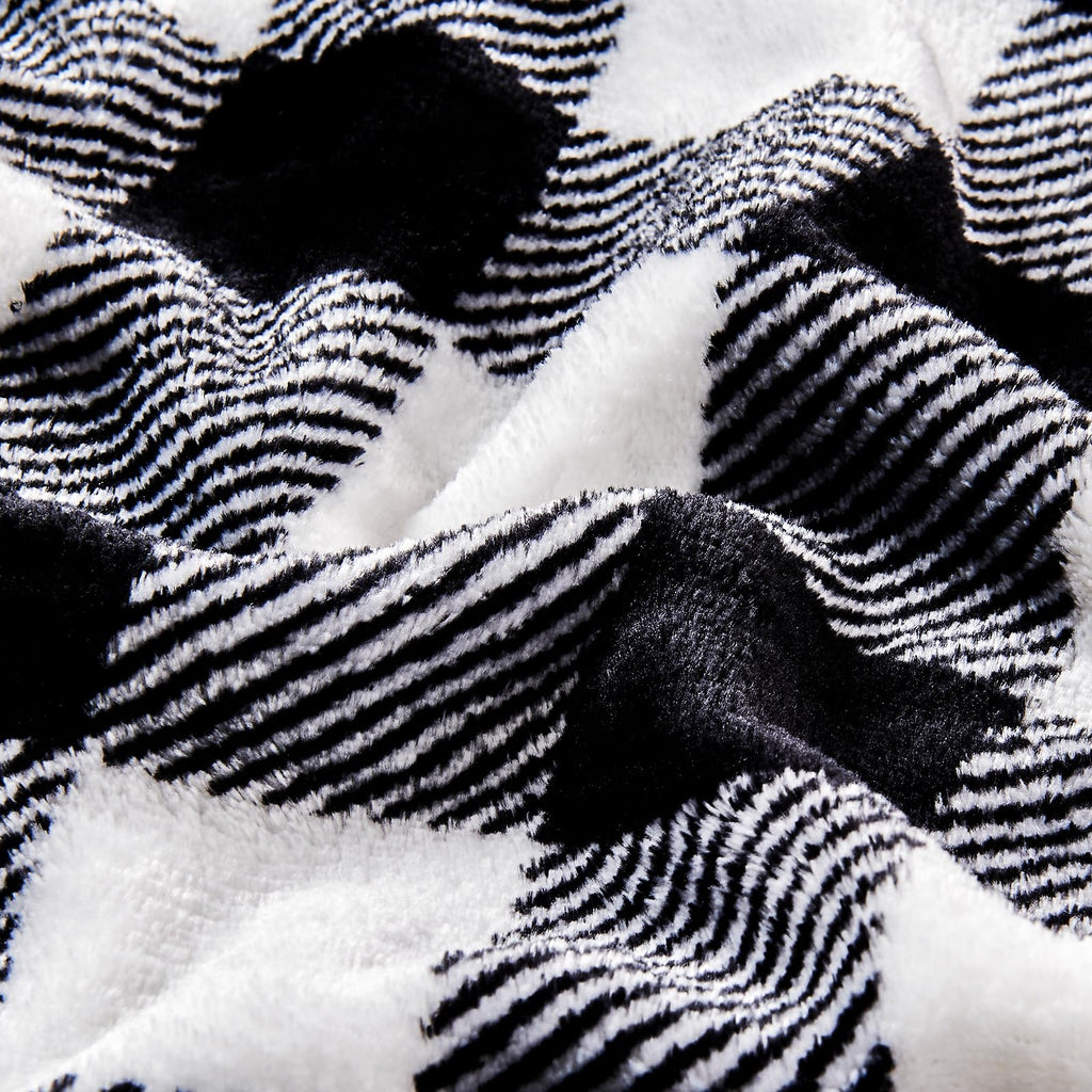 Plaid Flannel Sheet Set, Black and White, 3 Pieces