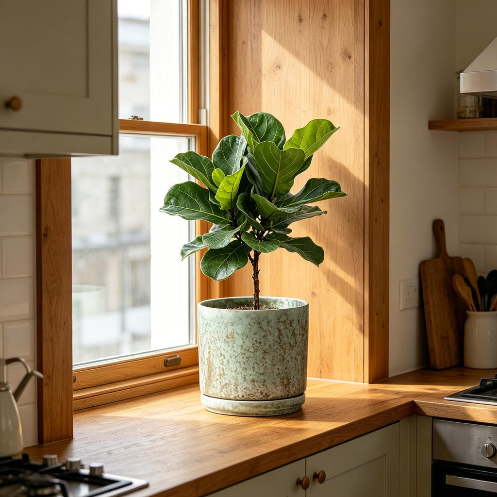 7 Inch Modern Plant Pot, Ceramic Glaze Planters for Indoor Plants, Round Flower Pots with Drainage Hole and Saucer
