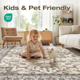 10x14 Area Rugs Living Room: Washable Vintage Rug Large Non-Slip Stain Resistant Ultra Soft Low Pile