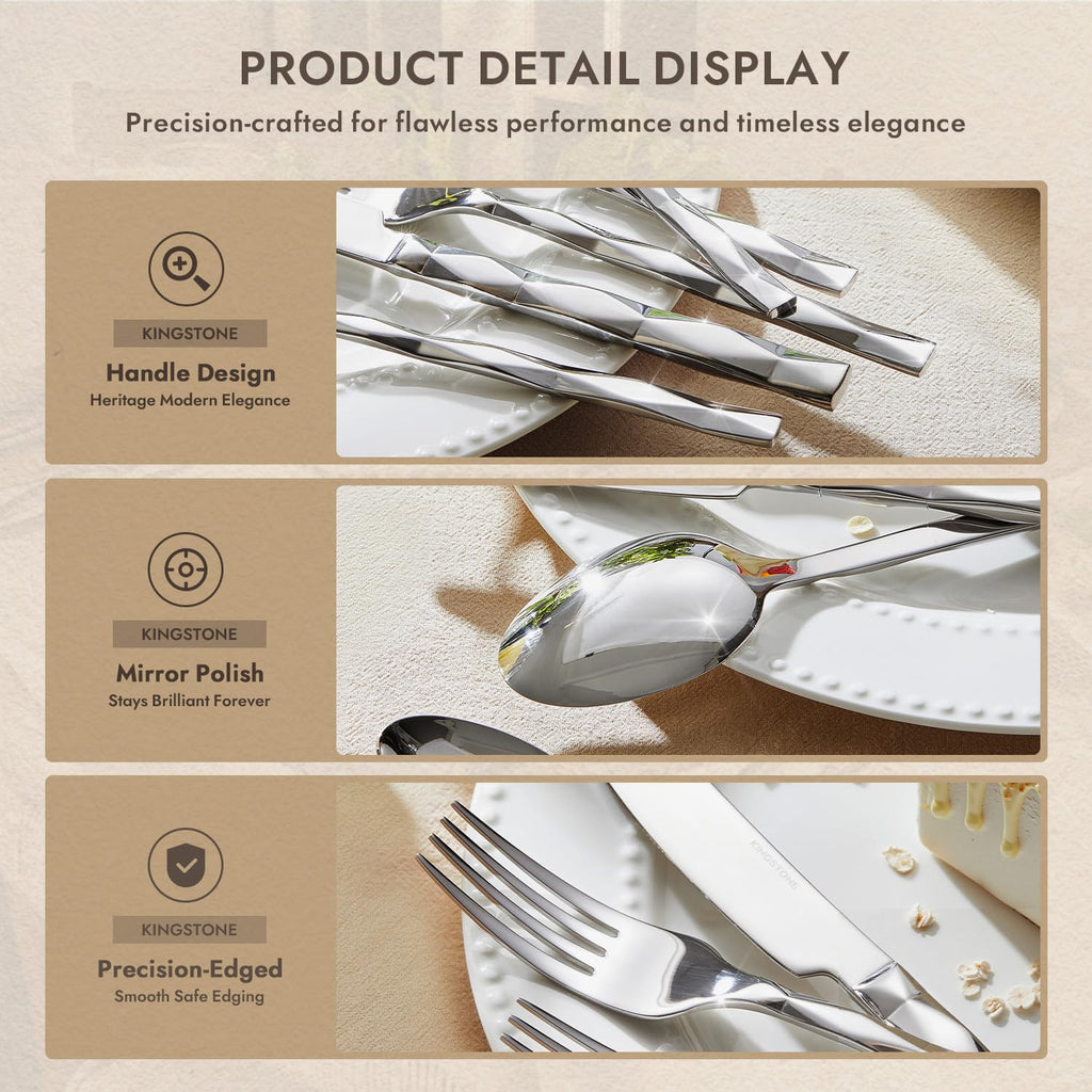 20 Piece 18/10 Silverware Set, Stainless Steel Flatware Cutlery set for 4