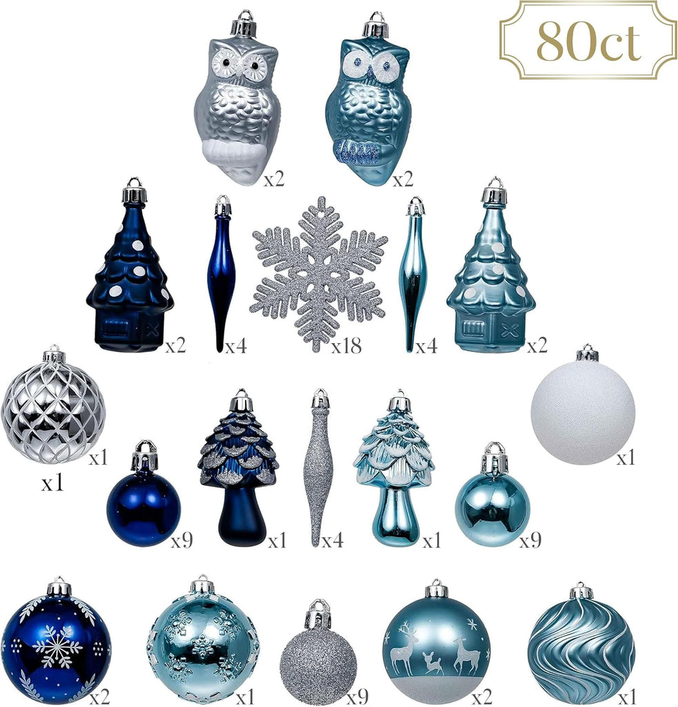 Christmas Tree Decorations Ball Ornaments Set - Set of 80