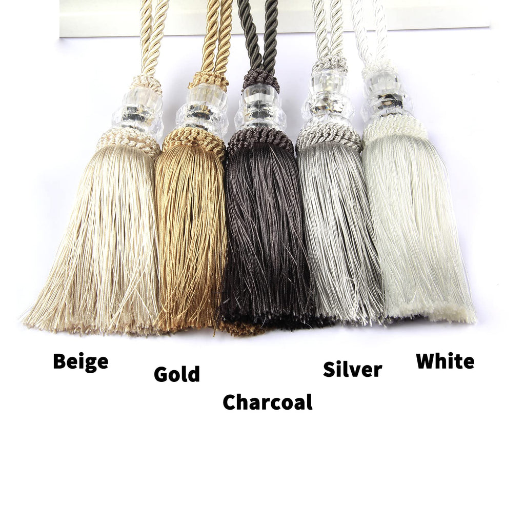 Curtain Tiebacks with Tassel, White - 4 Pack
