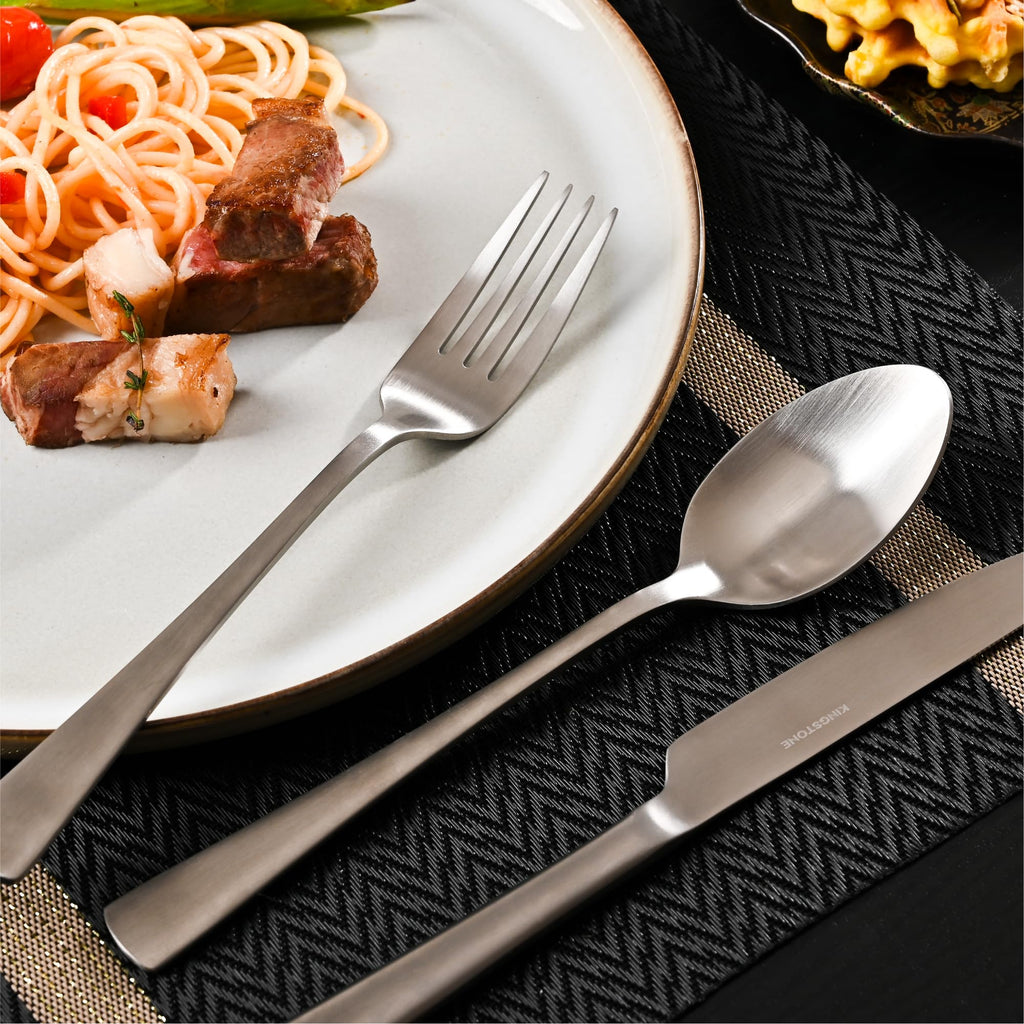 Silverware Set, 18/10 Stainless Steel Flatware Set for 6, Matte Satin Finish Forged Cutlery Set Dishwasher