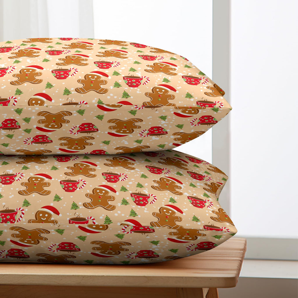 Christmas Gingerbread Lumbar Pillow Covers 12x20 Set of 2 Cute Gingerbread Cafe Xmas Tree Rectangle Throw Pillow
