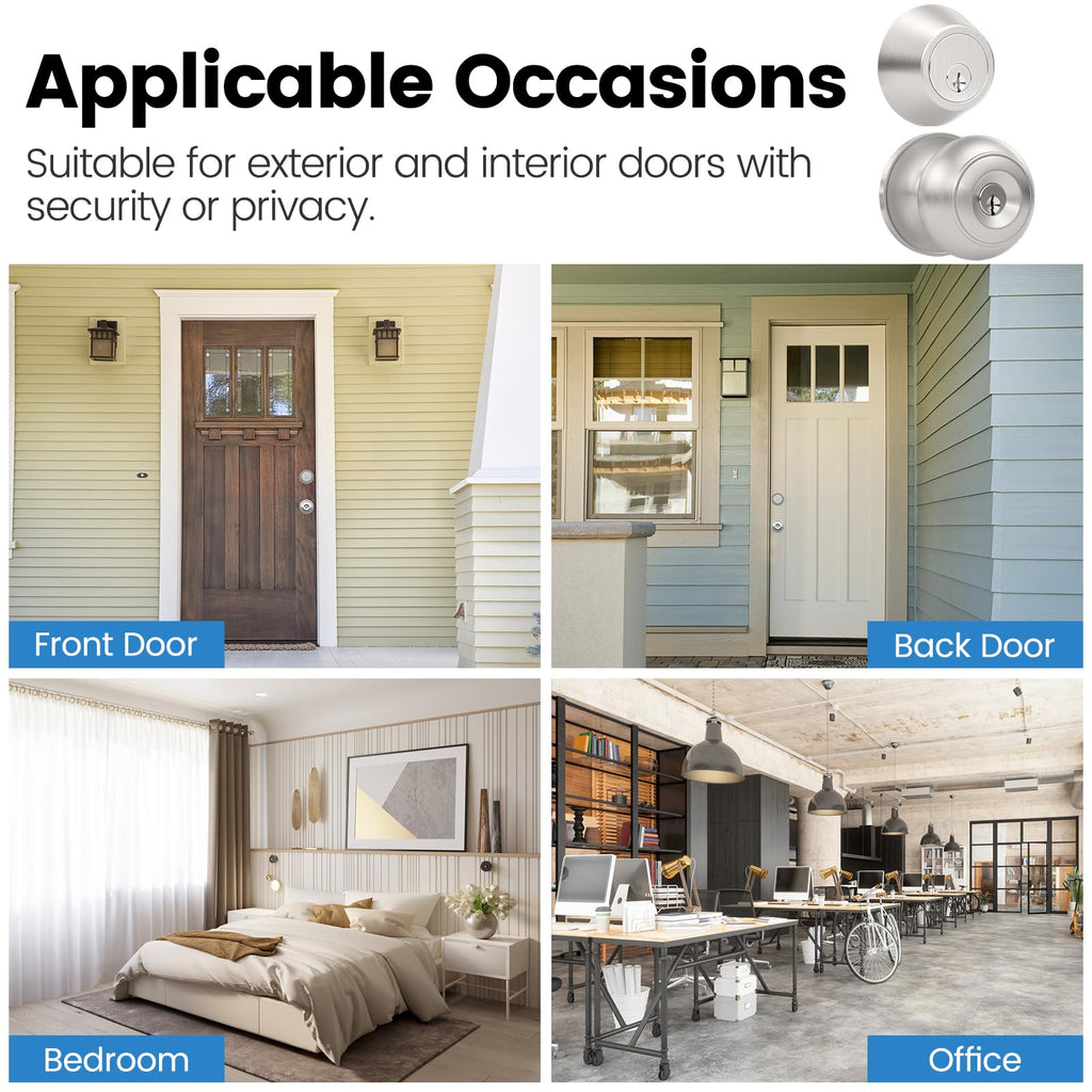 5 Pack Exterior Door Knob with Lock, Keyed Entry Front Door Lock Set