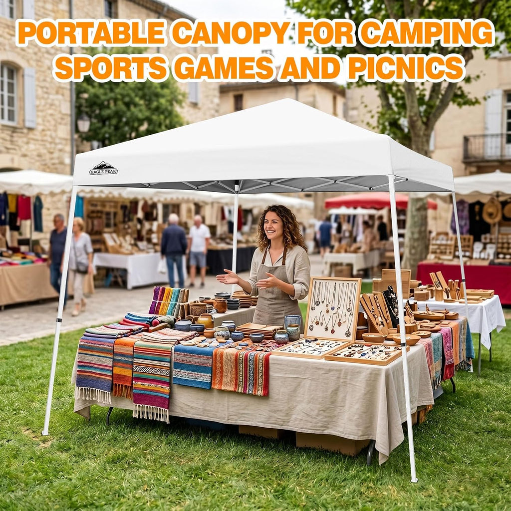 10x10 Slant Leg Pop-up Canopy Tent Easy One Person Setup Instant Outdoor Beach Canopy Folding Portable Sports Shelter