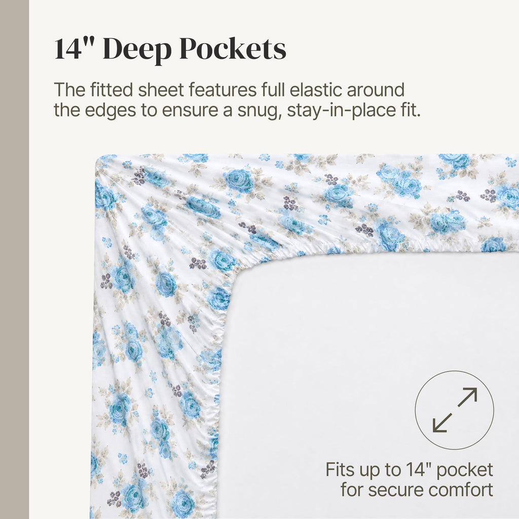 4-Piece Ultra Soft Microfiber Bed Sheets Set, Wrinkle Free Sheets with Deep Pockets Fitted Sheet, Flat Sheet &