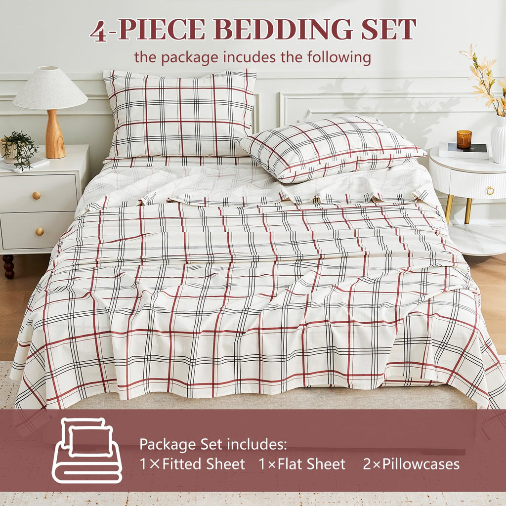 100% French Pure Linen Sheets - Bed Sheets 4 Piece Sets, Soft Durable Flax Linen, Anti-Tear Breathable