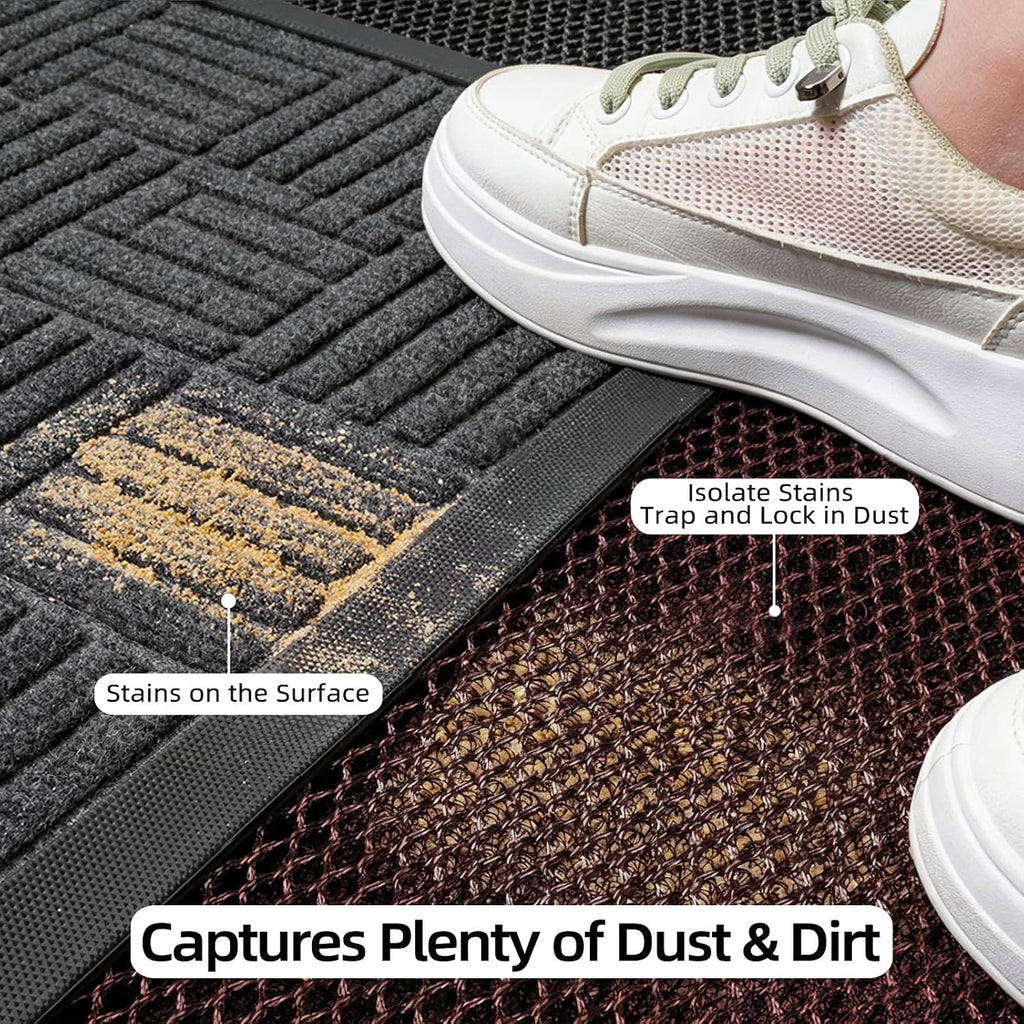 Front Door Mat Outside Entrance,Heavy Duty Rubber Door Mat,Non Slip Dirt Trapper Welcome Mat for Indoor Outdoor