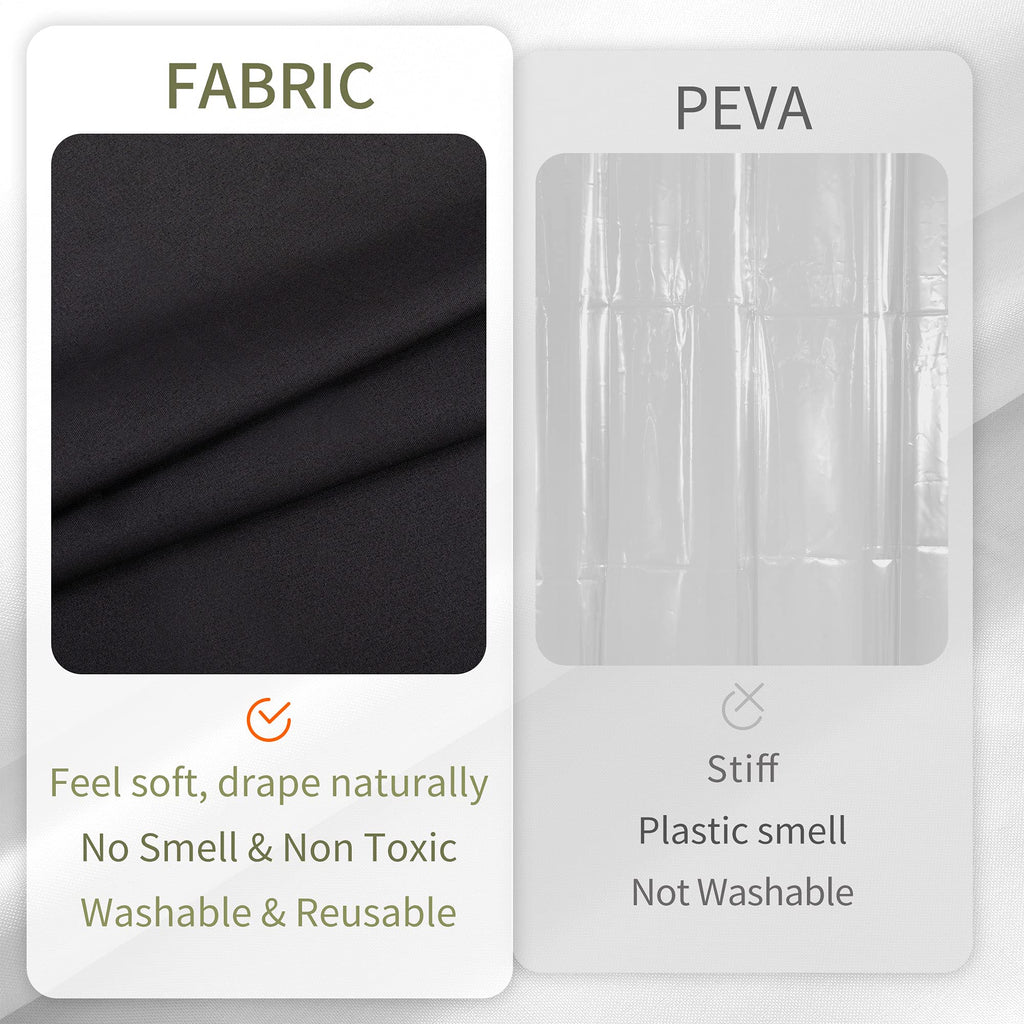 Extra Long Waterproof Fabric Shower Curtain Liner Black 72x84