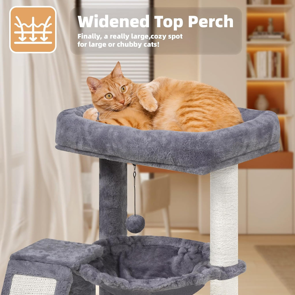 YOUPET Cat Tree with Cat Scratching Post for Indoor Cats, Cat Tower with Scratching Board and Playful Toy Balls