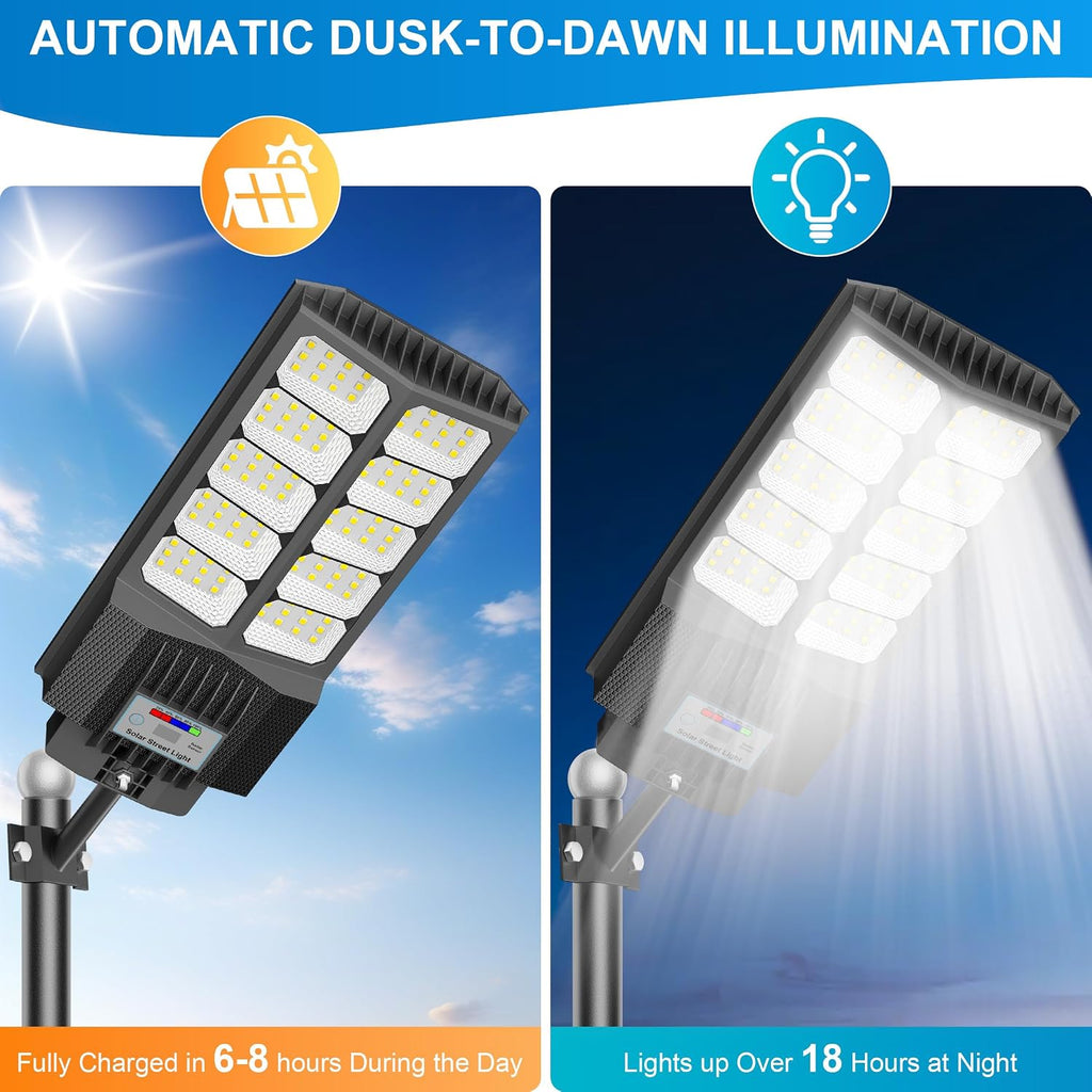 Solar Street Lights Outdoor Waterproof - LED Solar Flood Lights Outdoor Dusk to Dawn with Mention Sensor, Outdoor