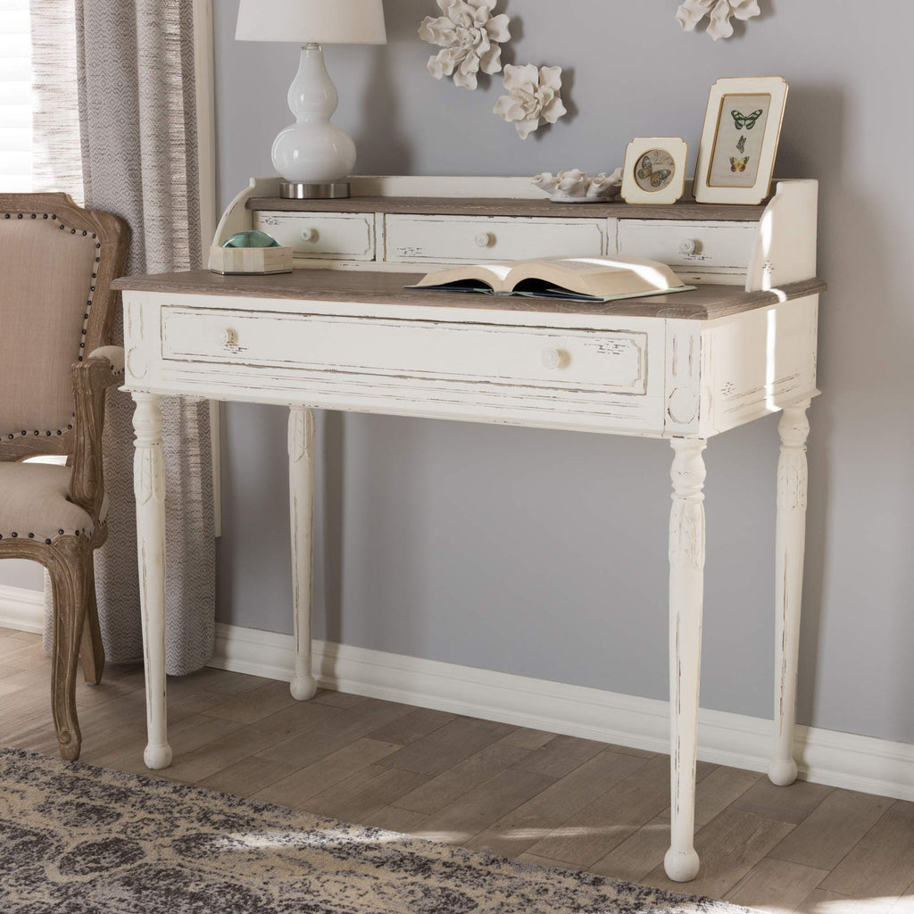 Anjou Traditional French Accent Writing Desk, White