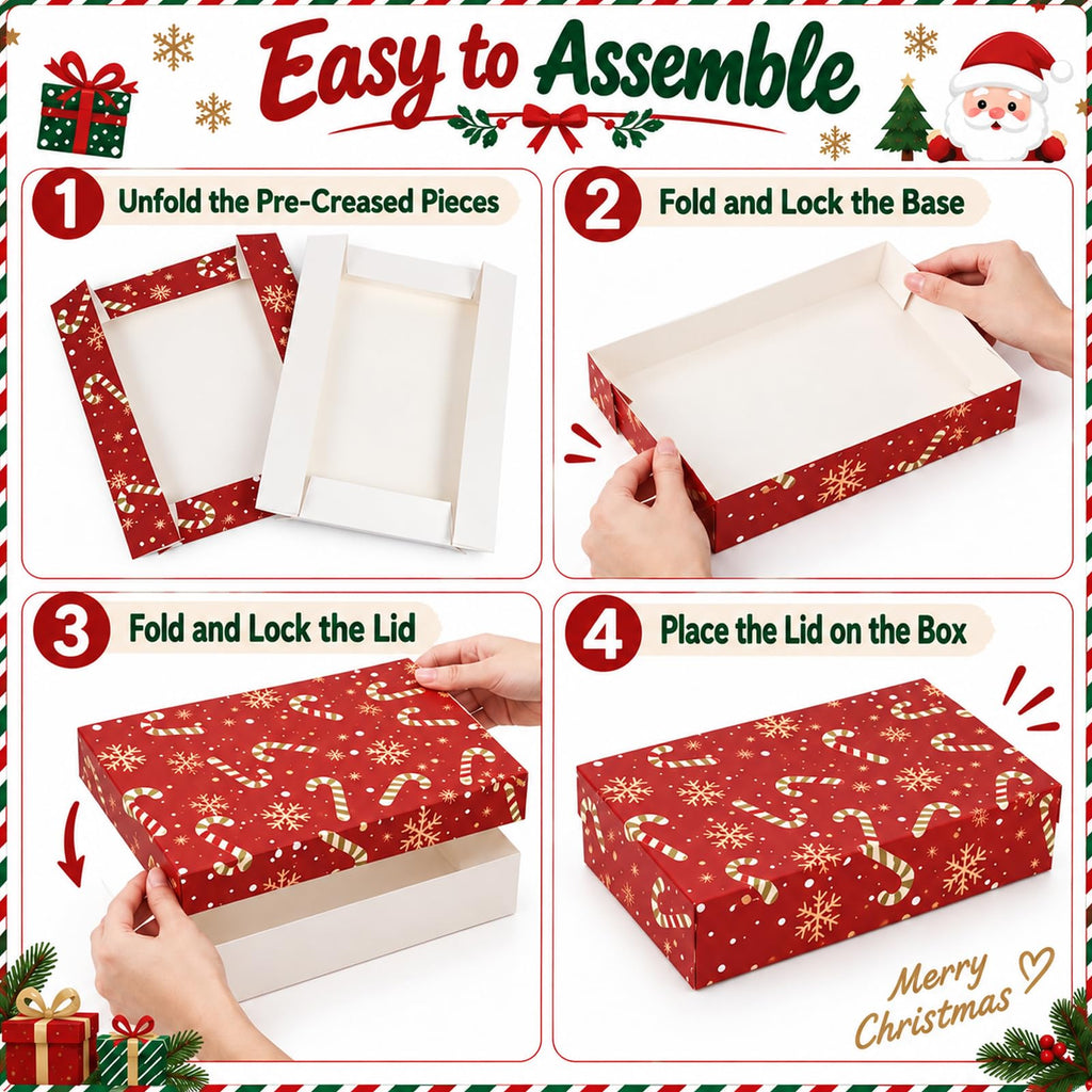 20 Pack Christmas Gift Boxes with Lids, 5 Sizes, 20 Festive Designs