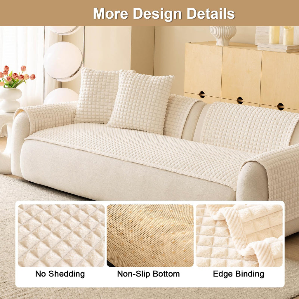 Soft Velvet Sectional Couch Covers Washable(1PC, 27.6"x94.5")