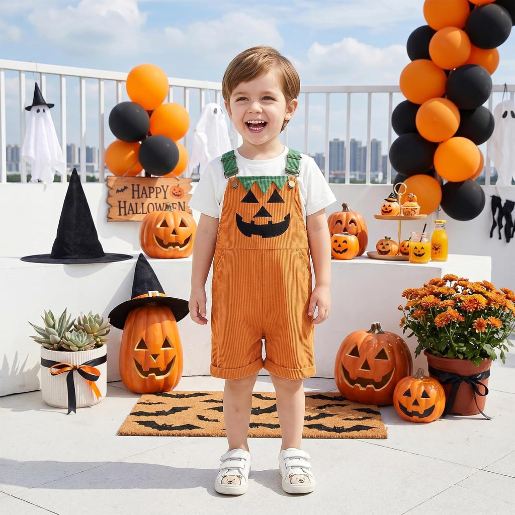 Toddler Baby Boy Christmas Outfit Santa Corduroy Overalls Jumpsuit