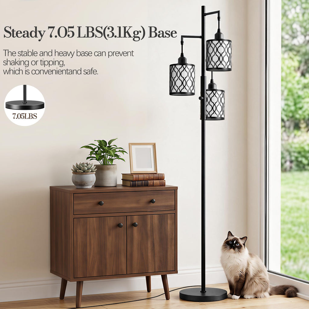 73" Dimmable Floor Lamps, Standing Lamp with Remote, Black