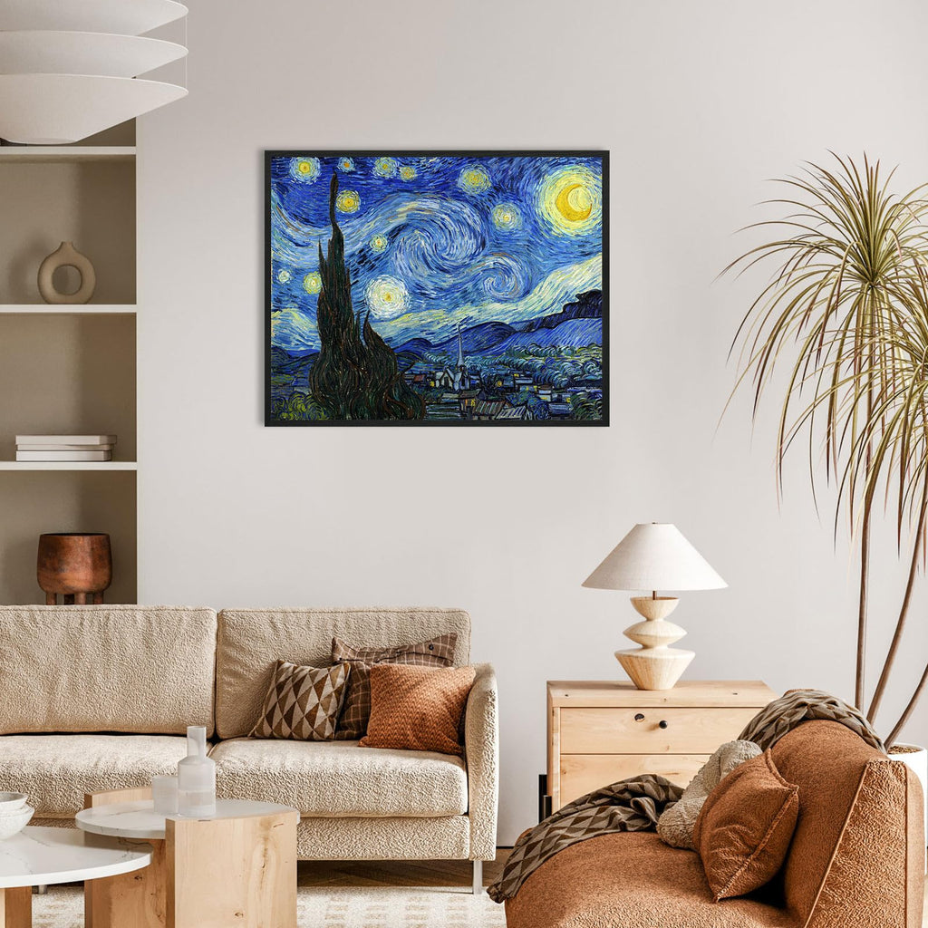 Van Gogh Canvas Wall Art: Starry Night Posters Large Modern Artwork Famous Paintings Wall Decor, Black Framed