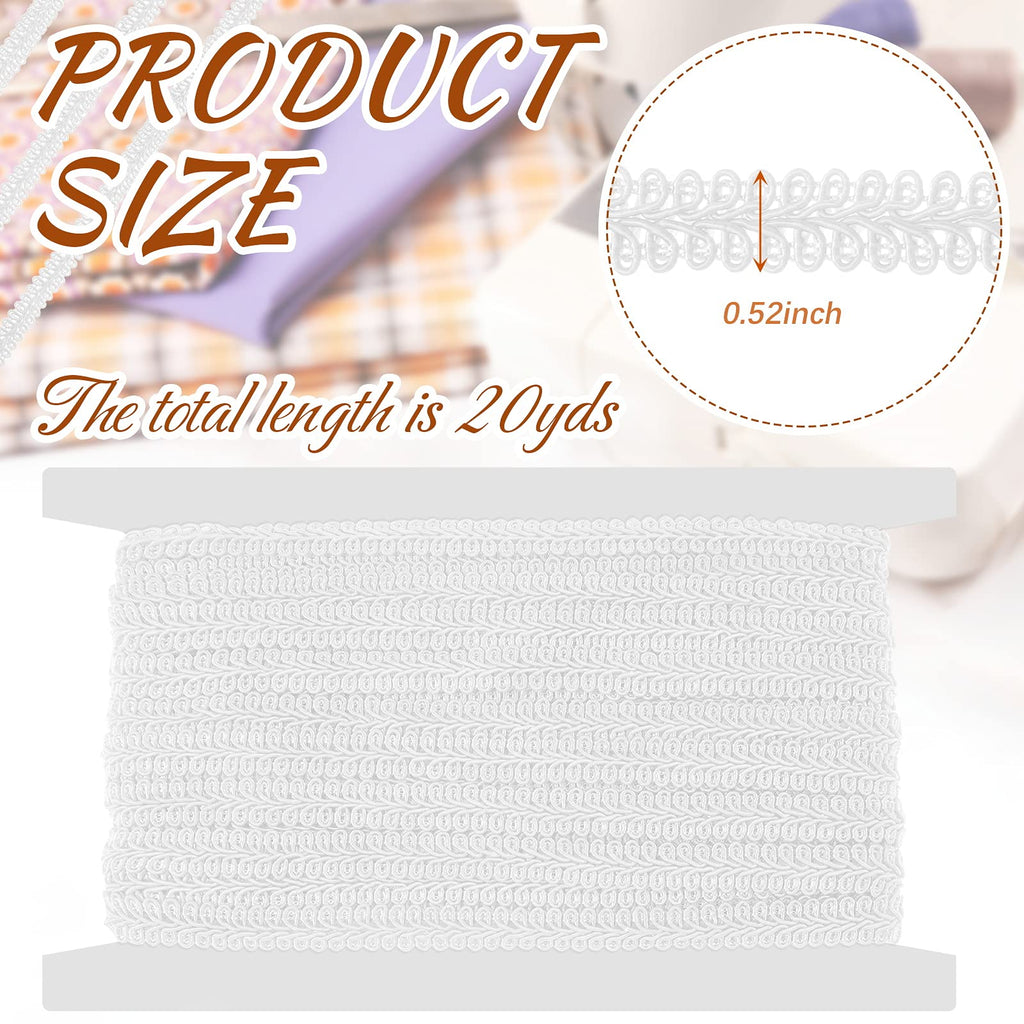Gimp Braid Trim 1/2 Inch 20 Yard Gimp Braid Trim Decorative, White